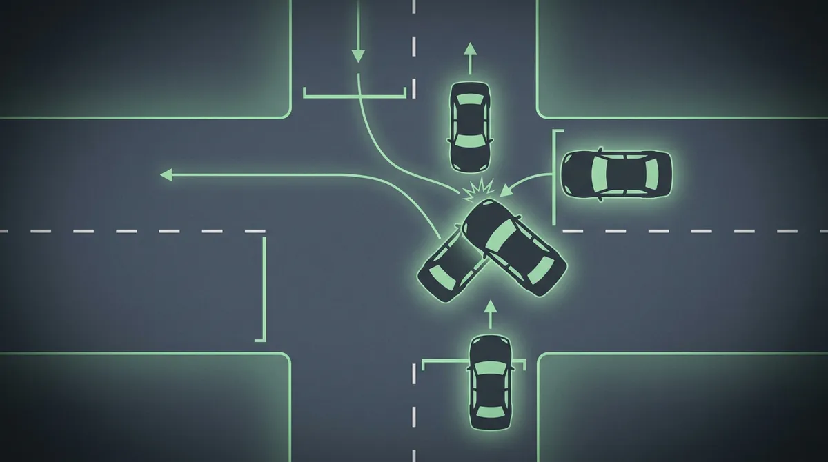 Schemat edukacyjny analizy zdarzenia drogowego bez rekomendacji prawnych